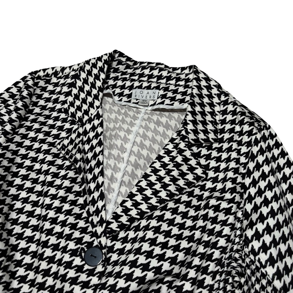 Joan Rivers Classic Houndstooth Black And White Blazer Coat Size 18W - Picture 4 of 6